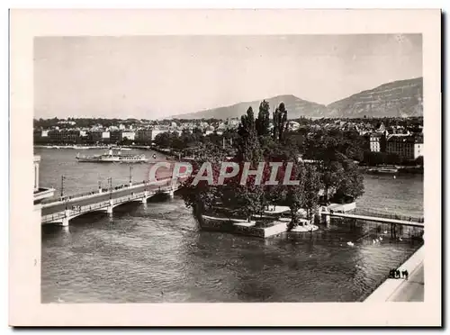 Cartes postales moderne Geneve L&#39Ile Rousseau et la Pont