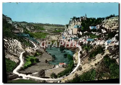 Cartes postales moderne Rocamadour Vue Generale et les Lacets de la Route de Cahors