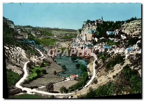 Moderne Karte Rocamadour Vue Generale et les Lacets de la Route de Cahors