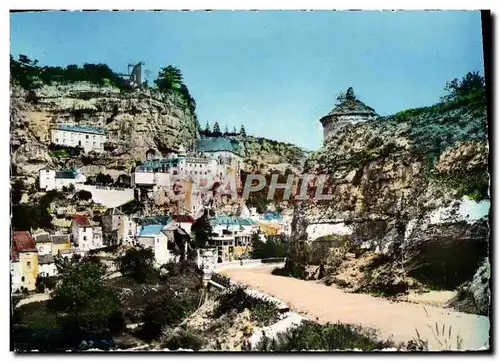 Cartes postales moderne Rocamadour Le Rocher Vu de la Route de Cahors