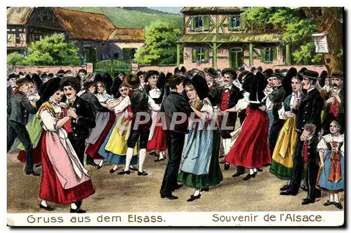 Ansichtskarte AK Gruss aus dem Elsass Souvenir de l&#39Alsace Folklore