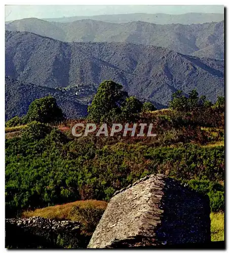 Moderne Karte Cevennes Col de L&#39Espinas Le paysage et une bergerie au toit de Lauzes