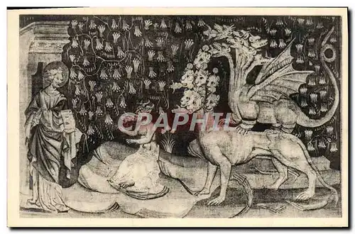 Cartes postales Angers Musee des Tapisserles Apocalypse Le faux prophete la bete et le dragon vomissent des gren