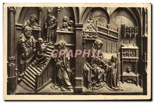 Cartes postales Cathedrale d&#39Amiens Les Stalles Du Choeur Escalier Education de Marie Presentation de Marie a