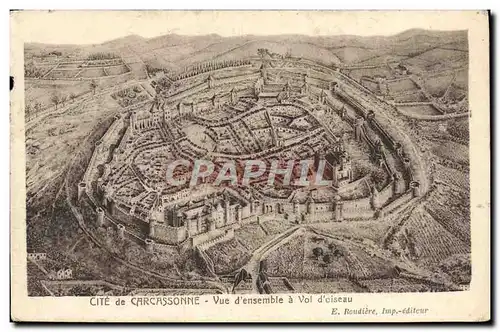 Cartes postales Cite de Carcassonne Vue d&#39ensemble a Vol d&#39osieau