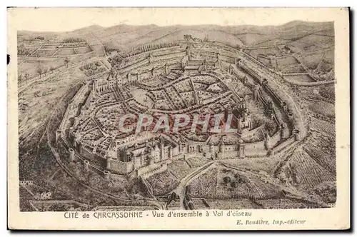 Cartes postales Cite de Carcassonne Vue d'ensemble a Vol d'osieau