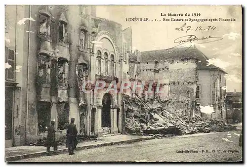 Ansichtskarte AK Le Guerre De Luneville Rue Castara Et Synagogue Apres l&#39Incendie Judaica Juif Juda�ca