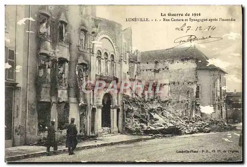 Cartes postales Le Guerre De Luneville Rue Castara Et Synagogue Apres l&#39Incendie Judaica Juif Juda�ca