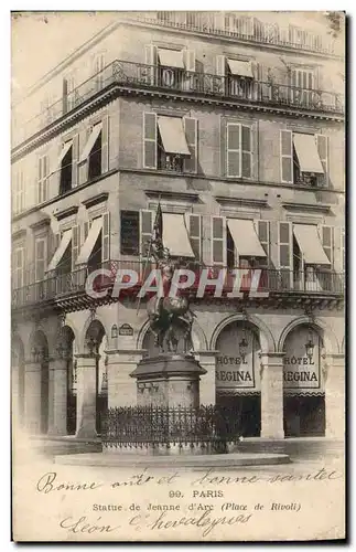 Cartes postales Paris Statue De Jeanne d&#39Arc Hotel Regina