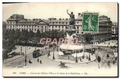 Ansichtskarte AK Paris Caserne Du Chateau d&#39Eau Et La Ststue De La Republique