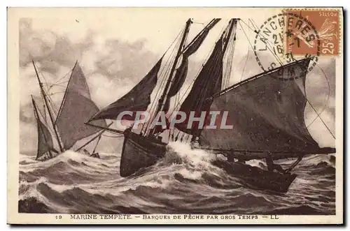 Cartes postales Marine Tempete Barques De Peche Par Gros Temps Bateaux