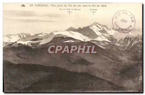 Cartes postales Lourdes Vue Prise Du Pic Du Jer Vers Le Pic Du Midi