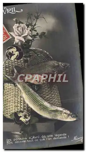 Cartes postales Fantaisie Les Poissons d&#39Avril 1er avril