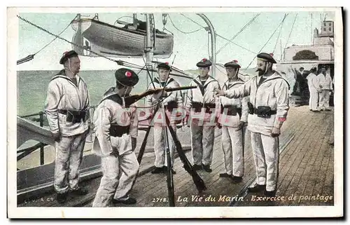 Cartes postales La Vie du Marin Exercice de Pointage Bateau Militaria