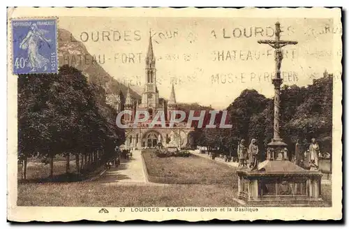 Ansichtskarte AK Lourdes Le Calvaire Breton et la Basilique