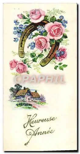 Cartes postales Fantaisie Fleurs Fer a cheval