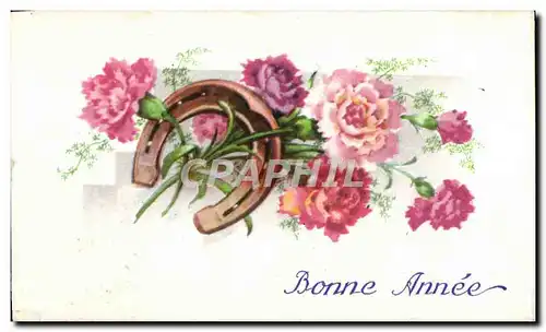 Cartes postales Fantaisie Fleurs Fer a cheval