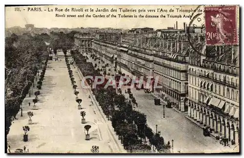 Cartes postales Paris La rue de Rivoli et le jardin des Tuileries pris vers l&#39Arc de TRiomphe