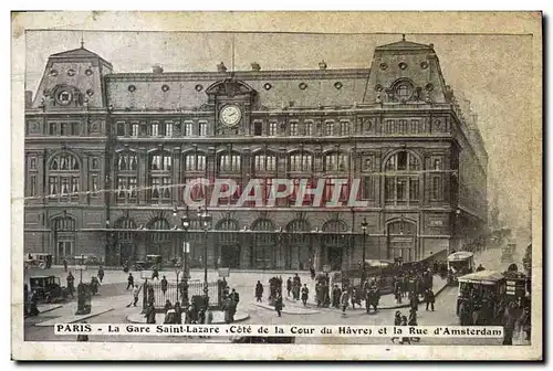 Cartes postales Paris Gare Saint Lazare Cote de la Cour Du Havre et la rue d'Amsterdam