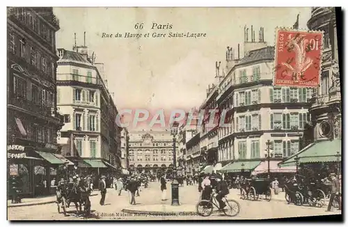 Cartes postales Paris Rue du Havre et Gare Saint Lazare