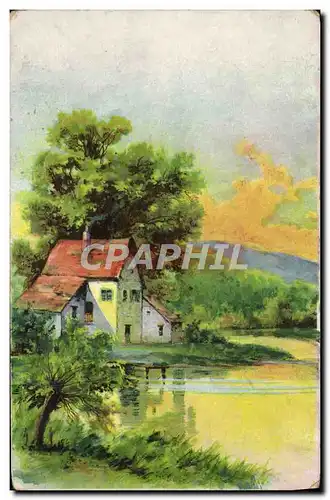 Cartes postales Fantaisie Maison au bord de l&#39eau