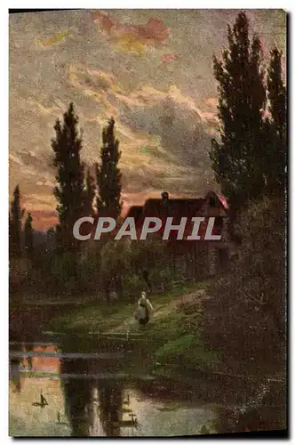 Cartes postales Fantaisie Maison au bord de l&#39eau