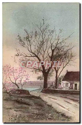 Cartes postales Fantaisie Maison Arbre