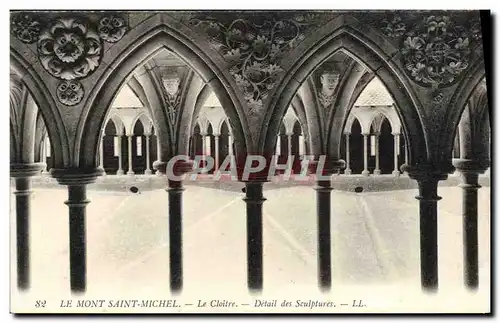 Cartes postales Le Mont Saint Michel Le Cloitre Detail des Sculptures