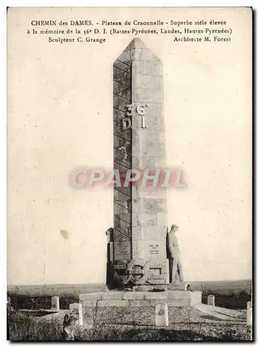 Ansichtskarte AK Chemin des Dames Plateau de Craonnelle Superbe Stele elevee a la memoire de la 36eme DI Militari