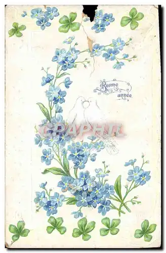Cartes postales Fantaisie Fleurs Bonne Annee Colombes