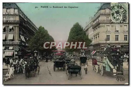 Cartes postales Paris Boulevard Des Capucines Autobus Gare du Nord Cheval