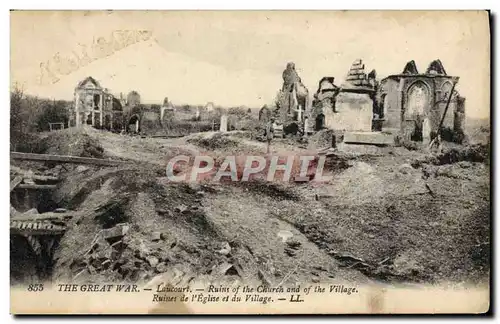 Cartes postales Laucourt Ruines De l&#39Eglise Et Du Village Militaria