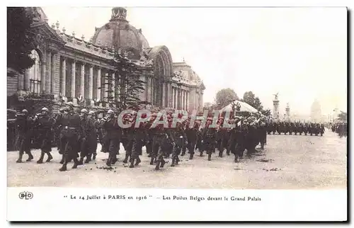 Ansichtskarte AK Le 14 Juillet Paris Les Poilus Belges Devant Le Grand Palais Militaria