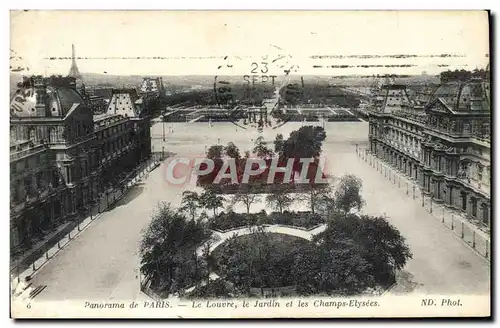 Ansichtskarte AK Panorama De Paris Le Louvre Le Jardin Et Les Champs Elysees