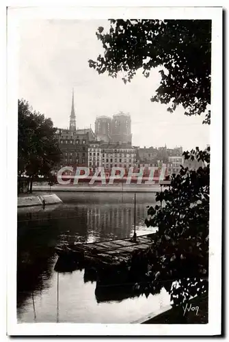 Moderne Karte Paris En Flanant L&#39Ile Saint Louis Notre Dame Bateau Peniche