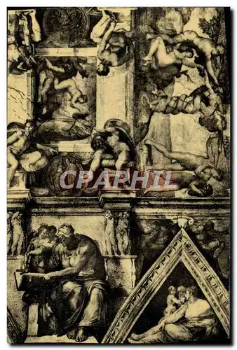 Cartes postales Michel Ange Rome Palais Du Vatican Chapelle Sixtine La creation de la femme Le peche originel La