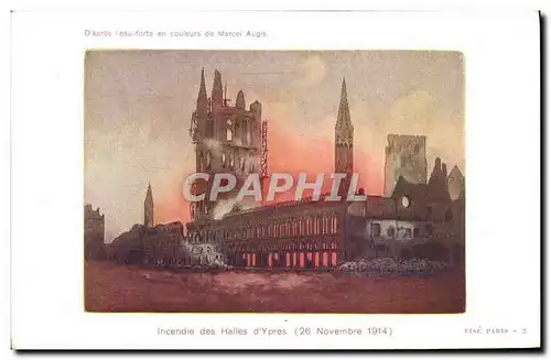 Cartes postales Incendie des halles d&#39Ypres 26 novembre 1914