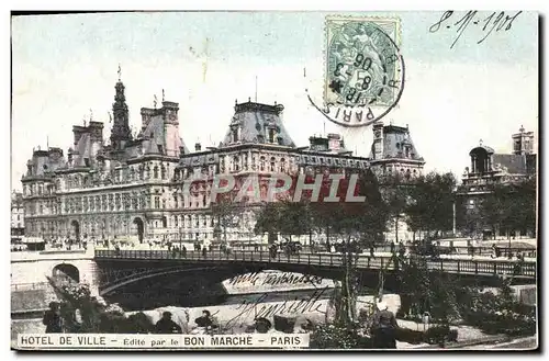 Cartes postales Hotel De Ville Par Le Bon Marche Paris Marche aux fleurs