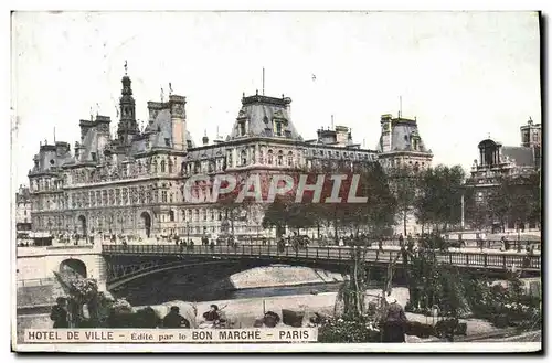 Cartes postales Hotel De Ville Par Le Bon Marche Paris Marche aux fleurs