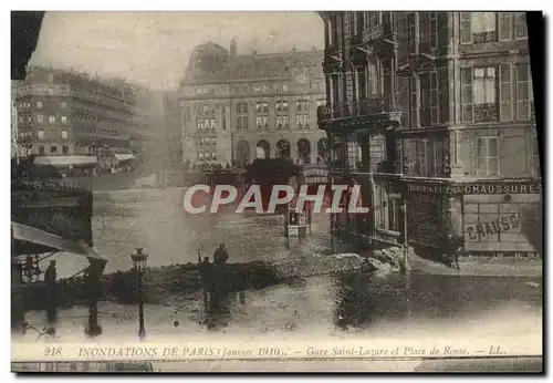 Ansichtskarte AK Inondations De Paris Gare Saint Lazare Et Place De Rome