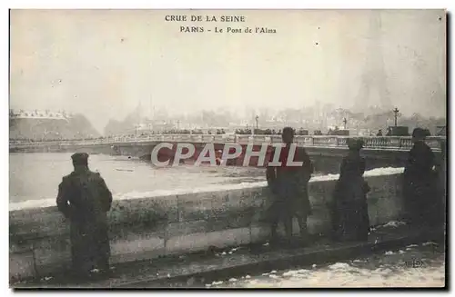 Cartes postales Crue De La Seine Paris Le Pont De l&#39Alma Tour Eiffel