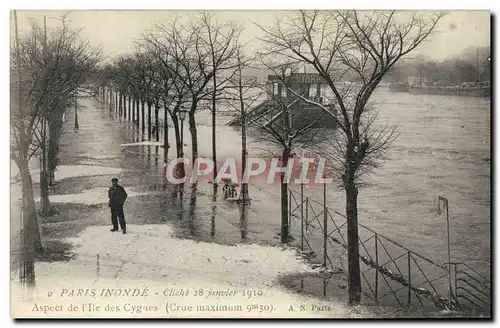 Ansichtskarte AK Paris Inonde Aspect De l&#39Ile Des Cygnes Byrrh