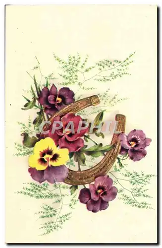 Cartes postales Fantaisie Fleurs Fer a cheval