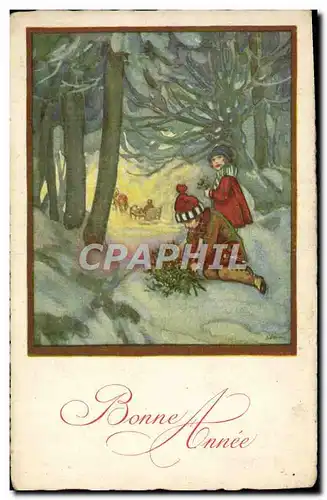 Cartes postales Fantaisie Bonne annee Enfants