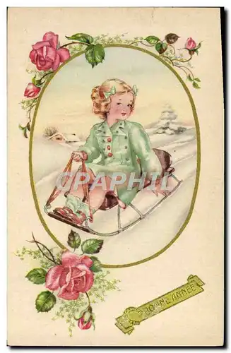 Cartes postales Fantaisie Enfant Luge