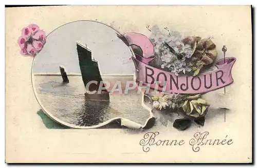 Cartes postales Fantaisie Fleurs Bateau