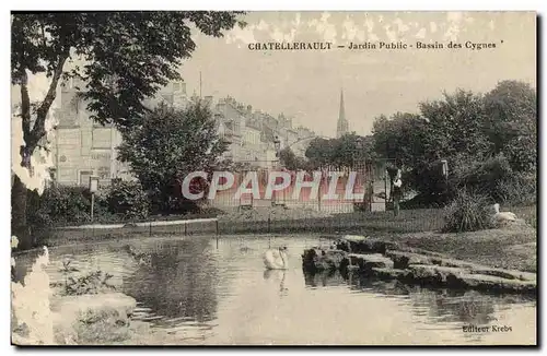 Ansichtskarte AK Chatellerault Jardin Public Bassin Des Cygnes Cygne