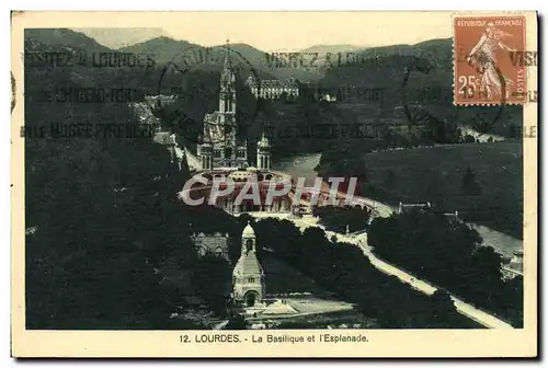 Cartes postales Lourdes La Basilique Et l&#39Esplanade