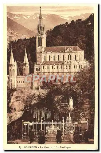 Cartes postales Lourdes La Grotte Et La Basilique