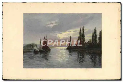 Cartes postales Fantaisie Paysage Bateau